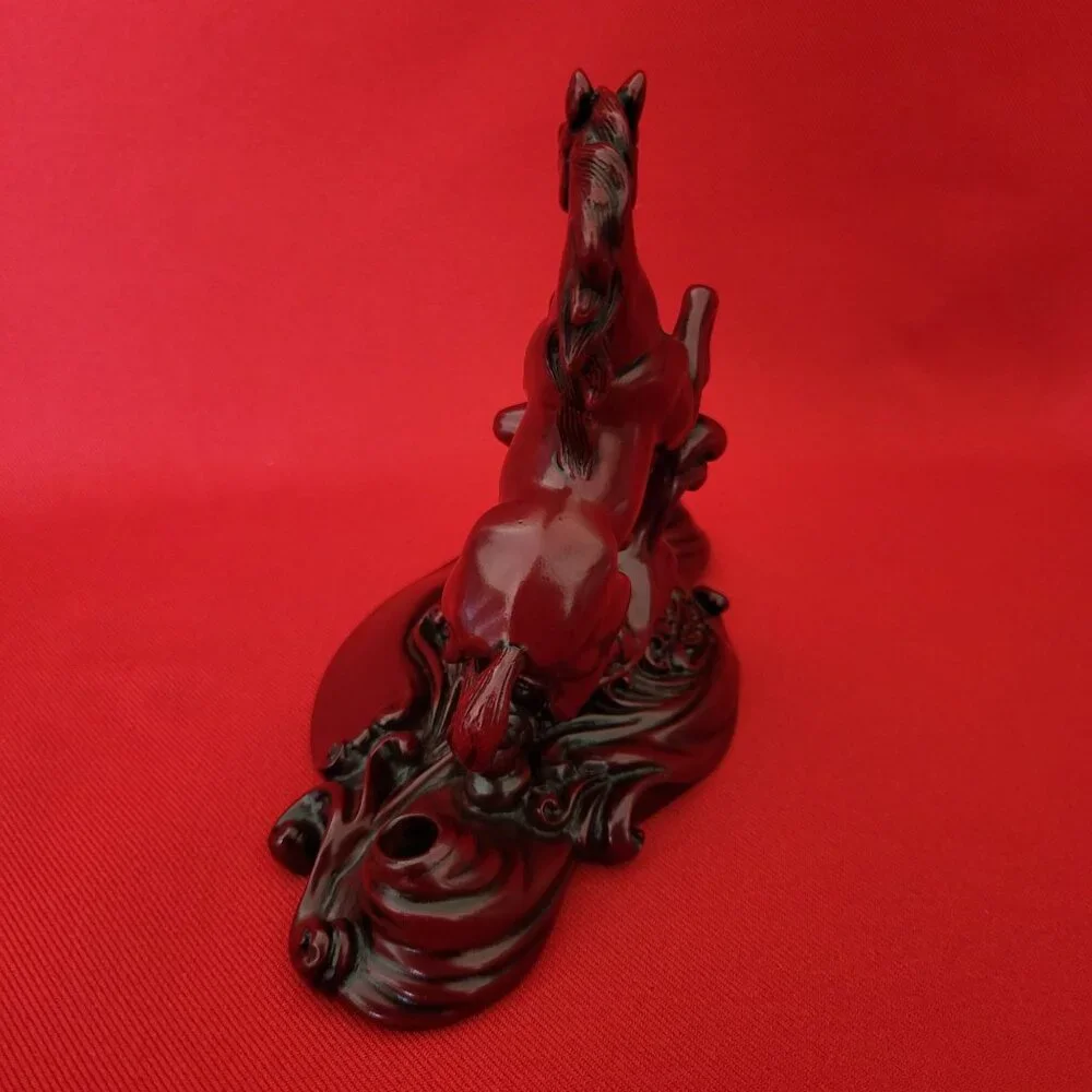 Vintage Carved Cherry Wood Horse Figure Pen Pencil Holder